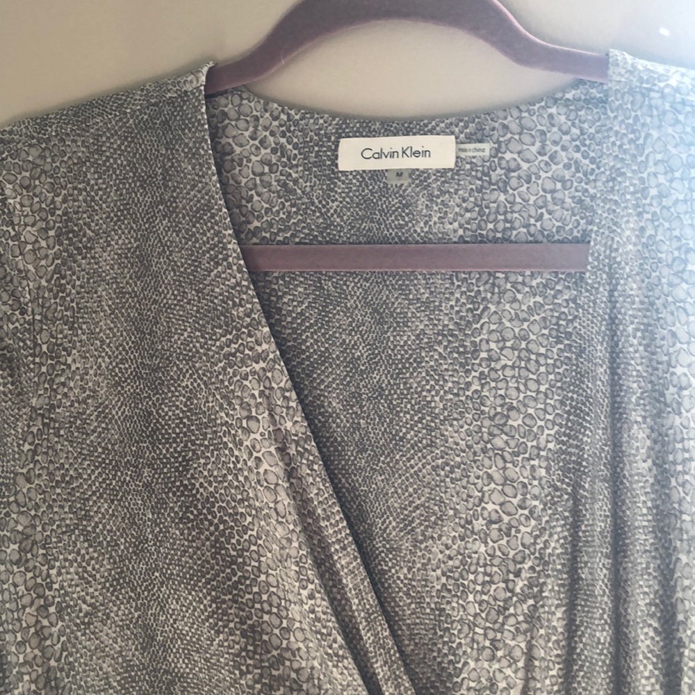 Calvin Klein Grey Python Print Wrap Dress M - image 2